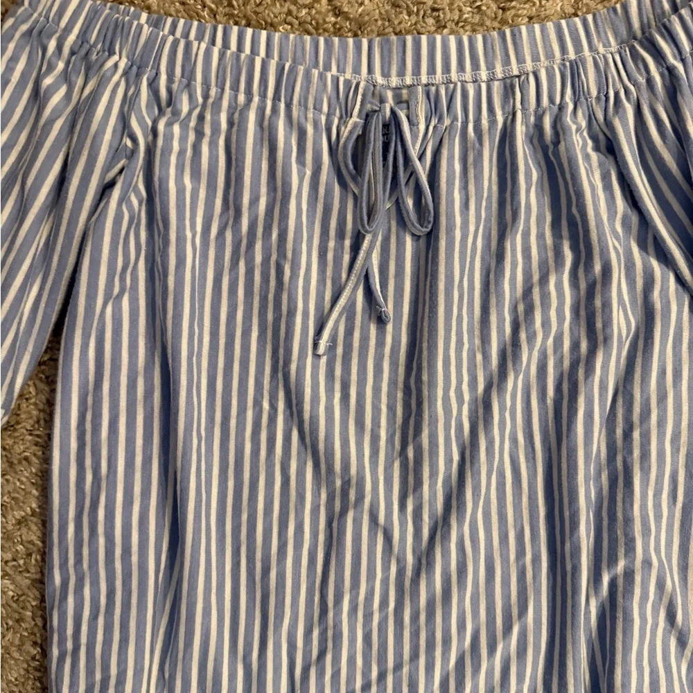 Blue Striped Off-Shoulder Top - Picture 3 of 5